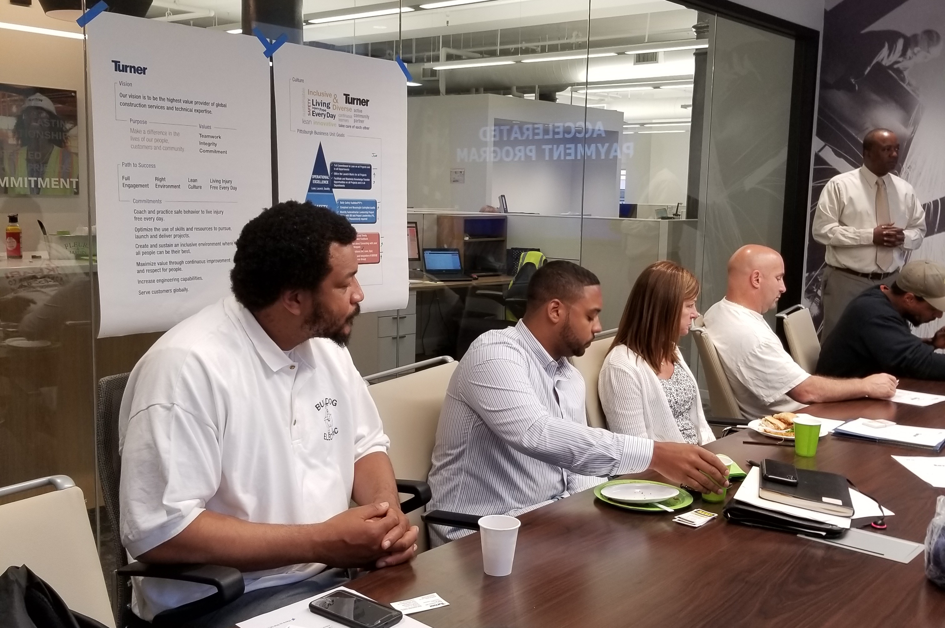 Attendees at Turner Construction Company's  ‘Chat & Chew’ event